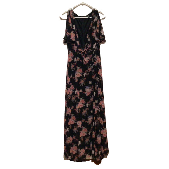 NWT Lulus Black w/ Floral Bird Print Maxi Dress Women’s Size Medium - Picture 1 of 6